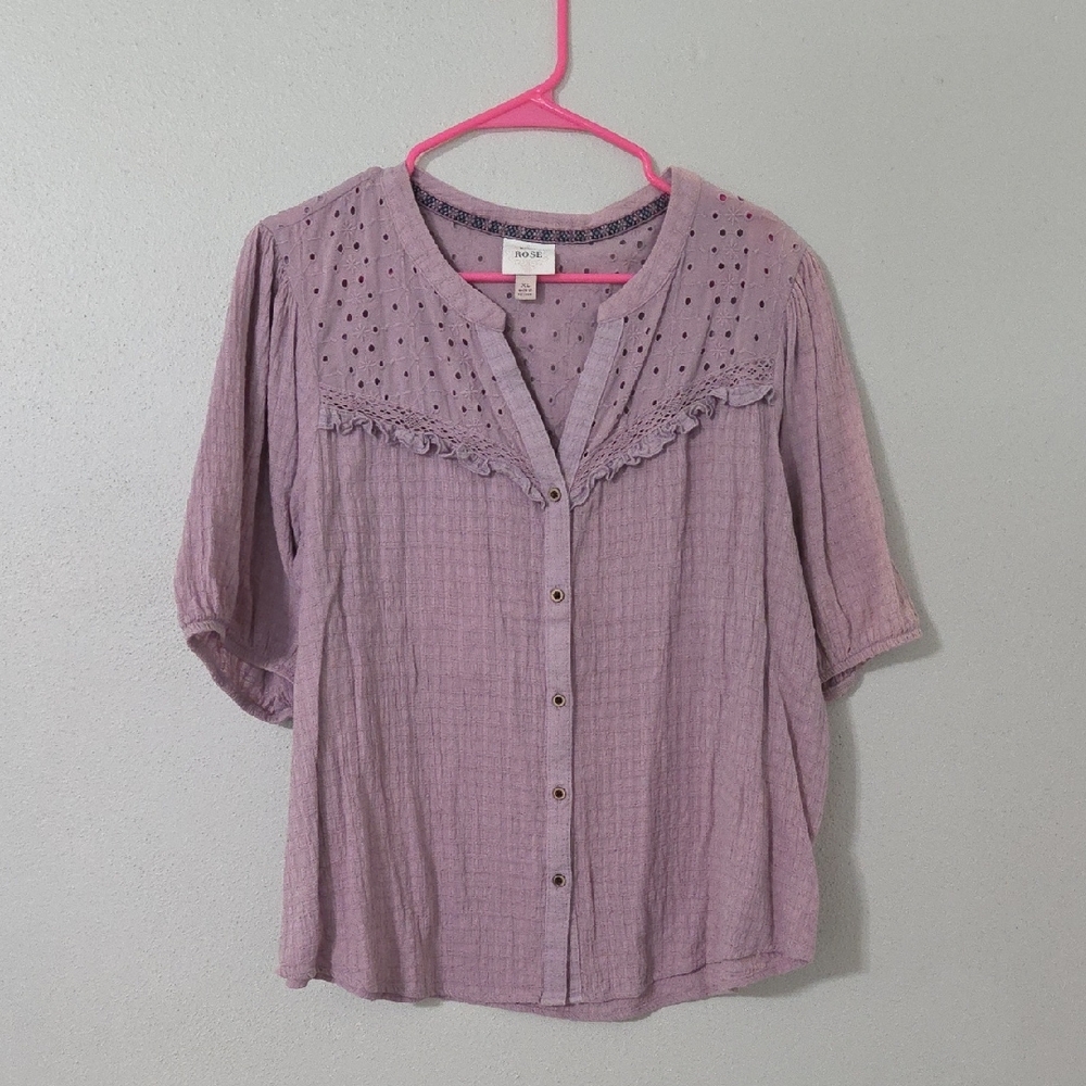 Knox Rose Lavender Button-Up Blouse